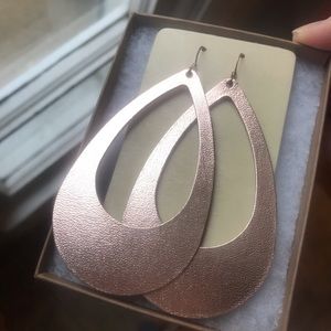 Nickel & Suede Rose Gold Cut Out Earrings